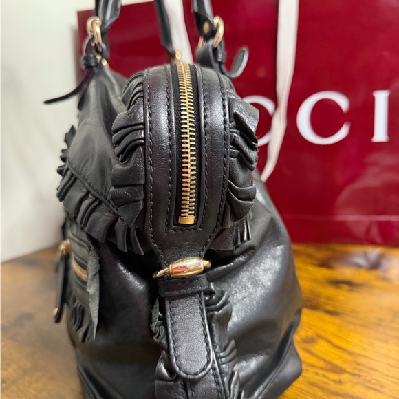 Black Leather Sabrina Medium Boston Bag - Picture 3 of 13